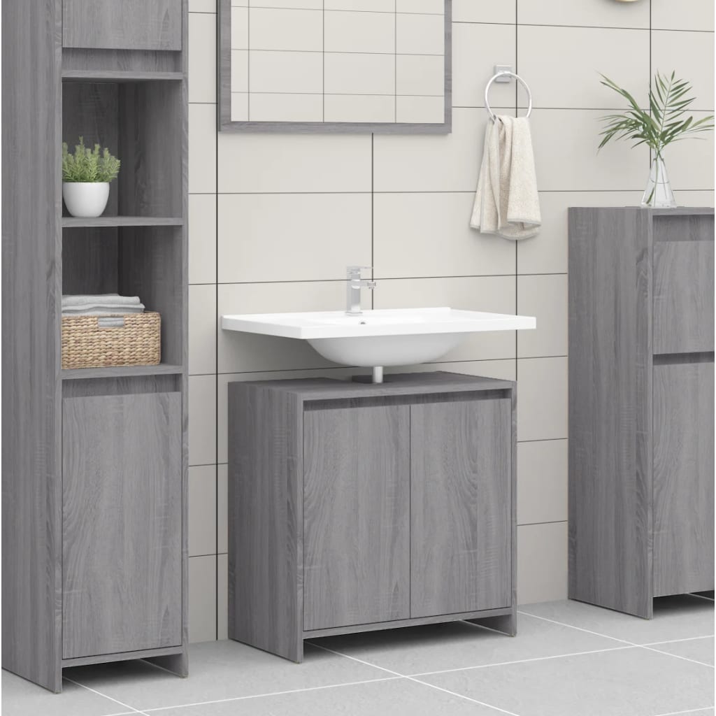 vidaXL Badkamerkast 60x33x61 cm bewerkt hout grijs sonoma eikenkleurig