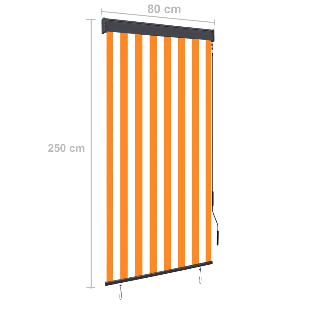 vidaXL Rolgordijn voor buiten 80x250 cm wit en oranje
