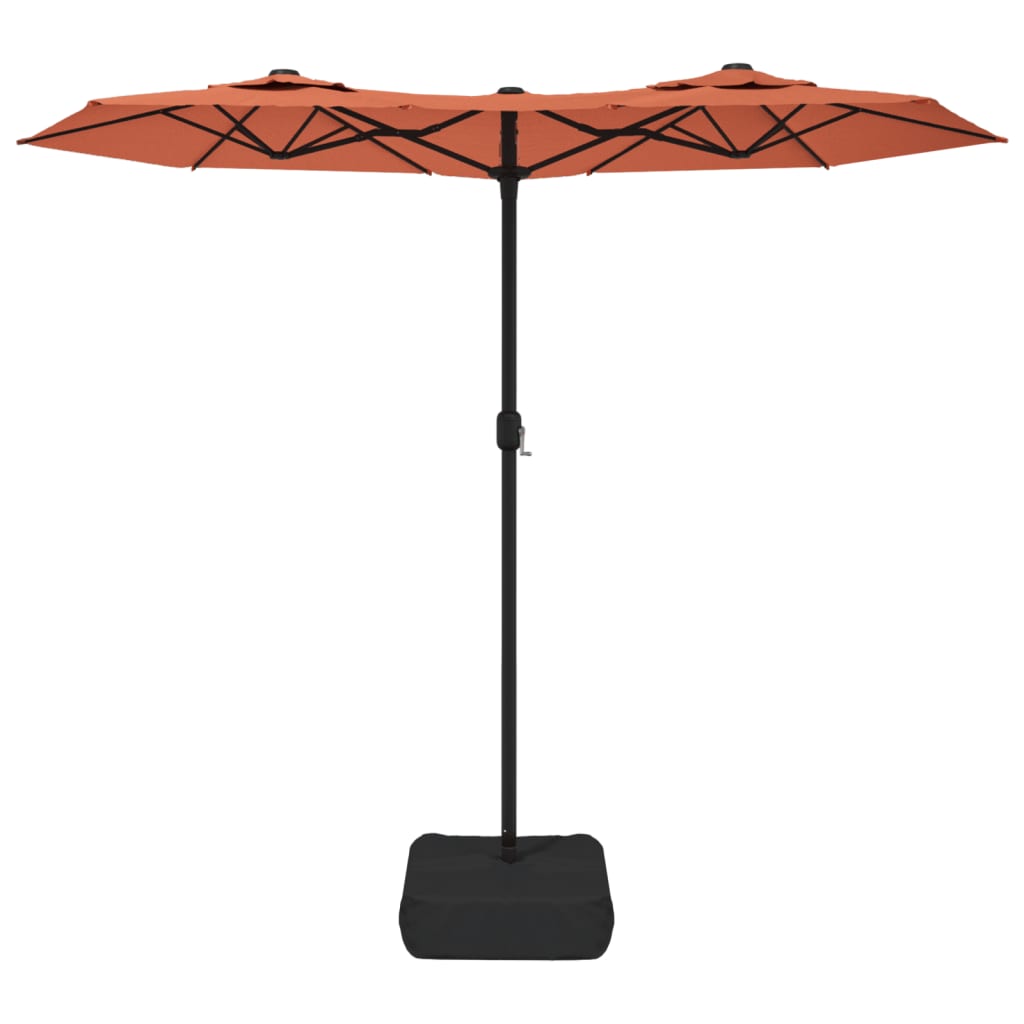 vidaXL Parasol dubbel met LED's 316x240 cm terracottakleurig