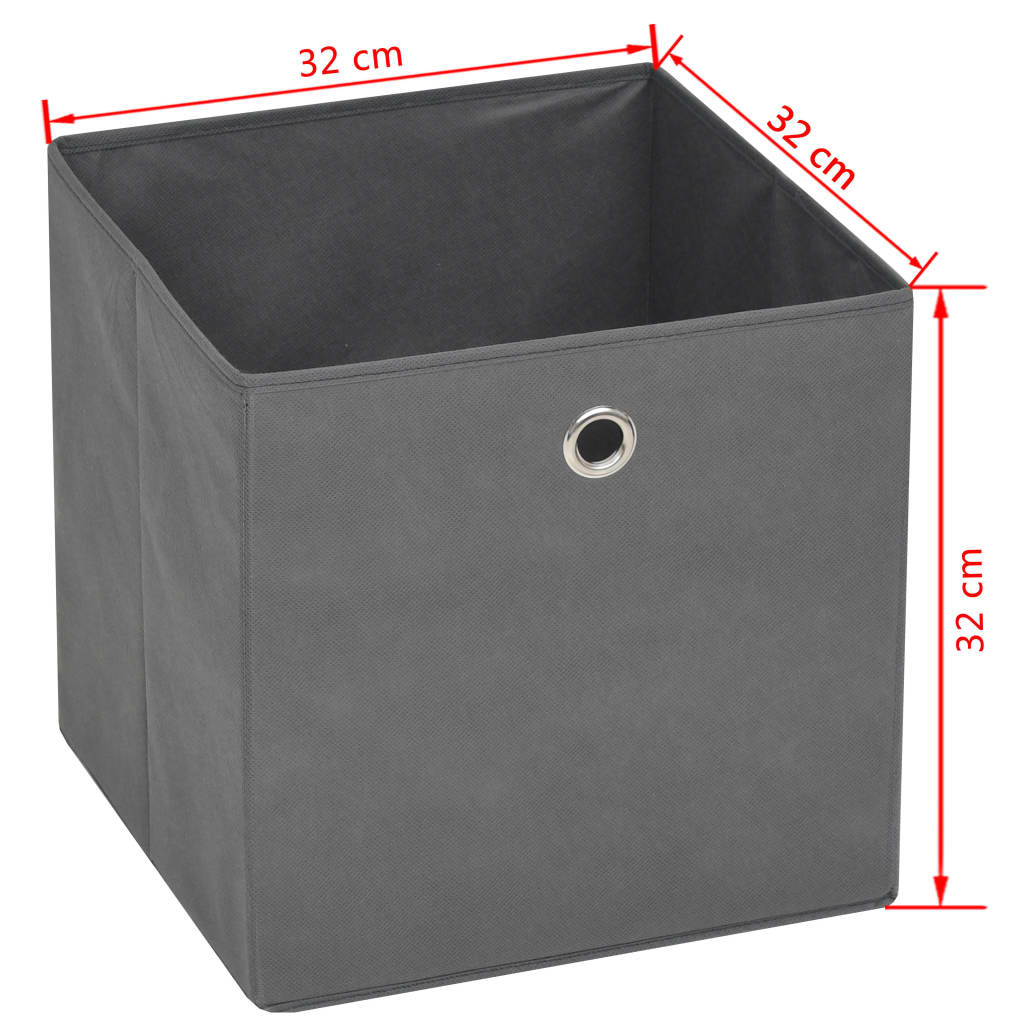 vidaXL Opbergboxen 10 st 32x32x32 cm nonwoven stof grijs