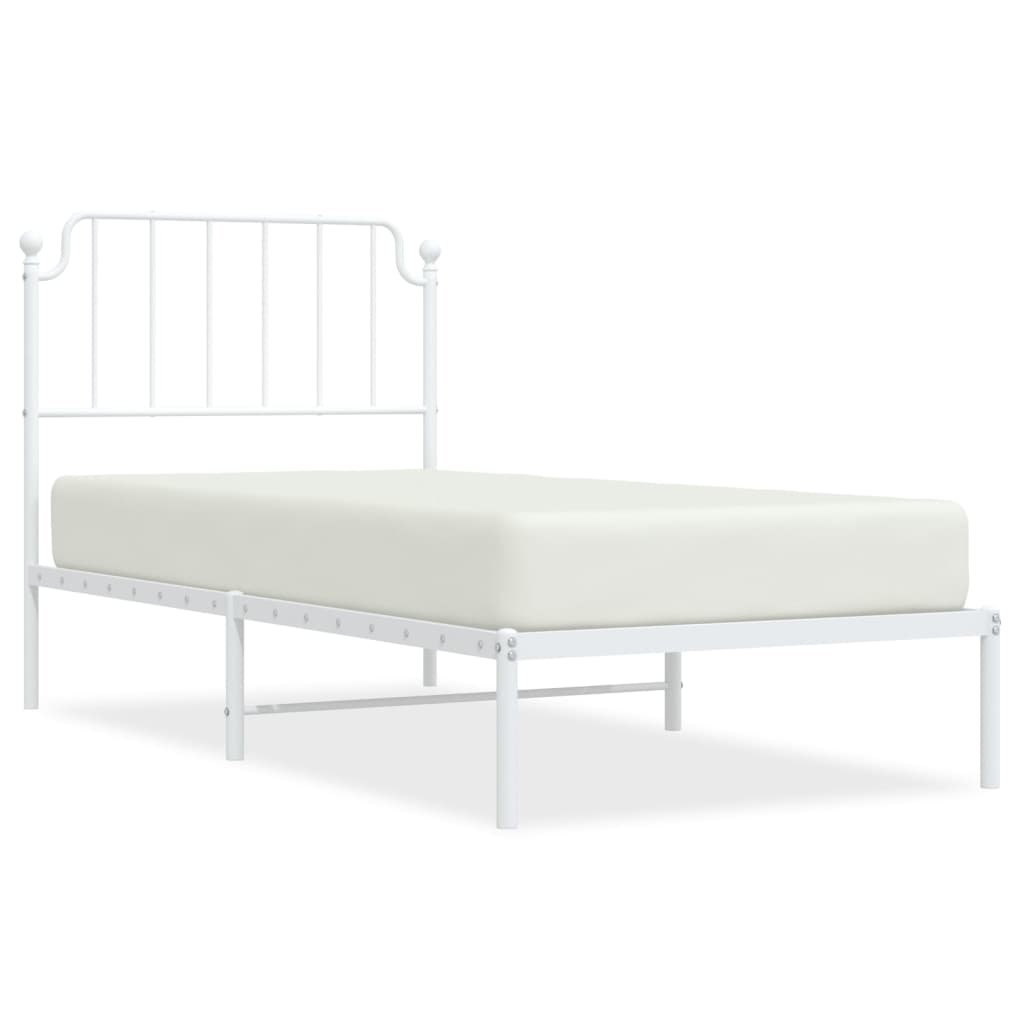 vidaXL Bedframe met hoofdbord metaal wit 90x200 cm