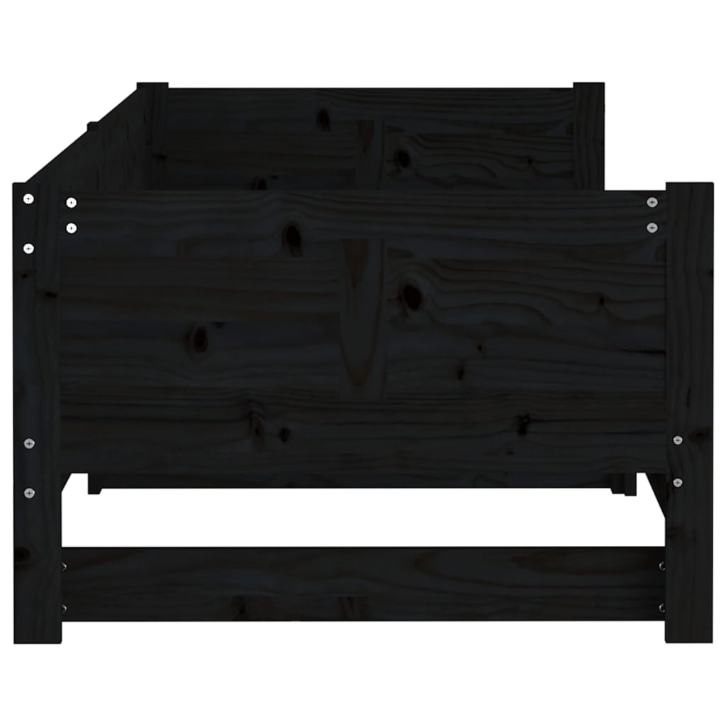 vidaXL Slaapbank uitschuifbaar massief grenenhout zwart 2x(80x200) cm