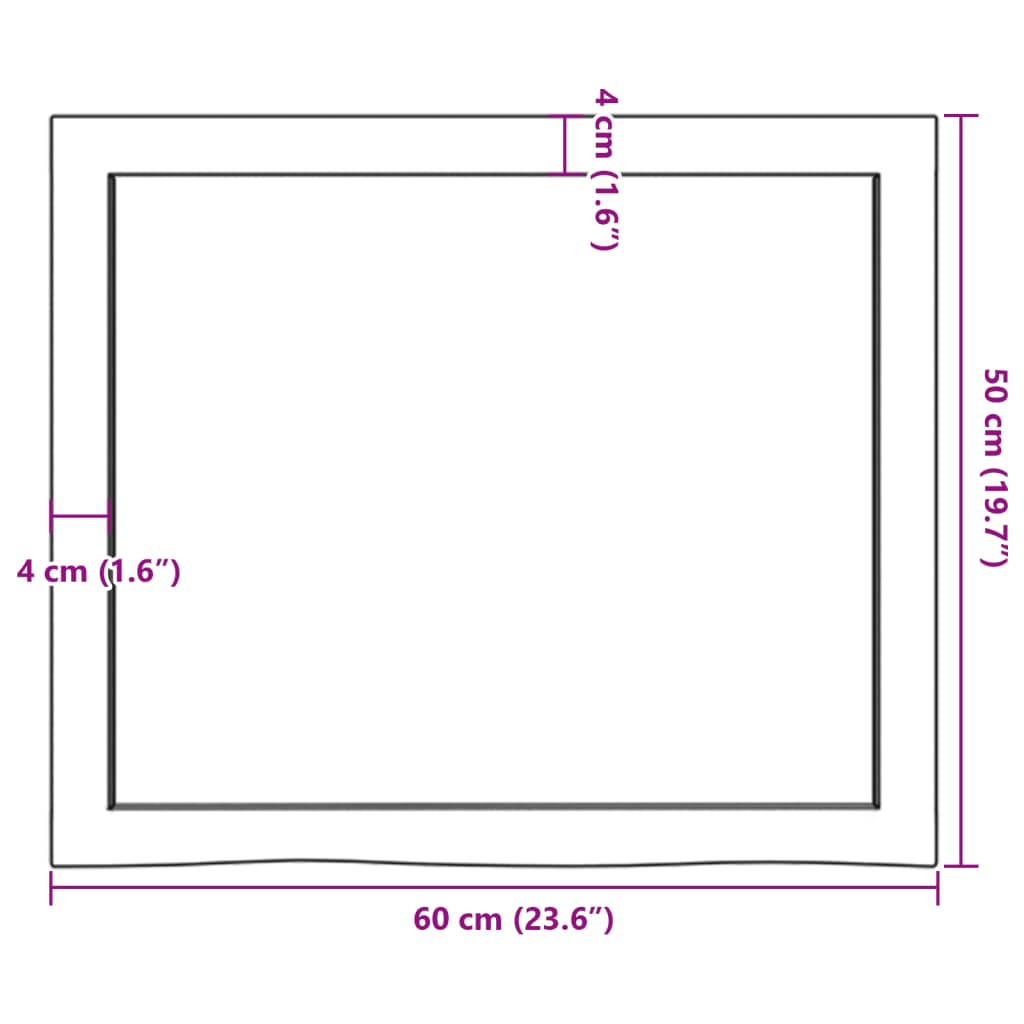 vidaXL Tafelblad 60x50x(2-6) cm onbehandeld massief eikenhout