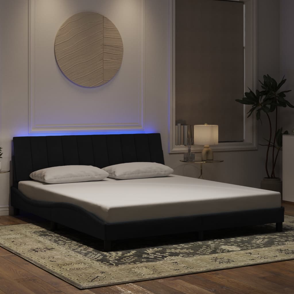 vidaXL Bedframe met LED-verlichting fluweel zwart 180x200 cm