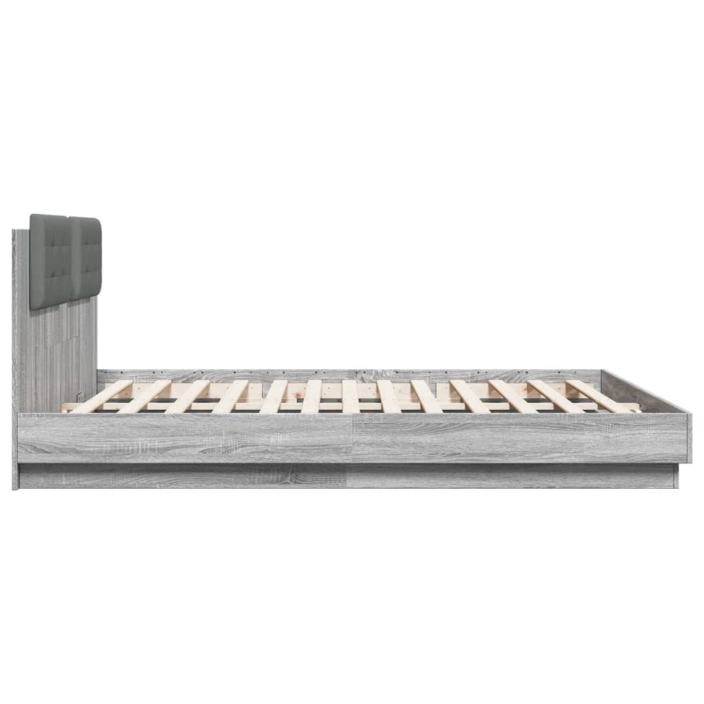 vidaXL Bedframe met hoofdeinde bewerkt hout grijs sonoma 200x200 cm