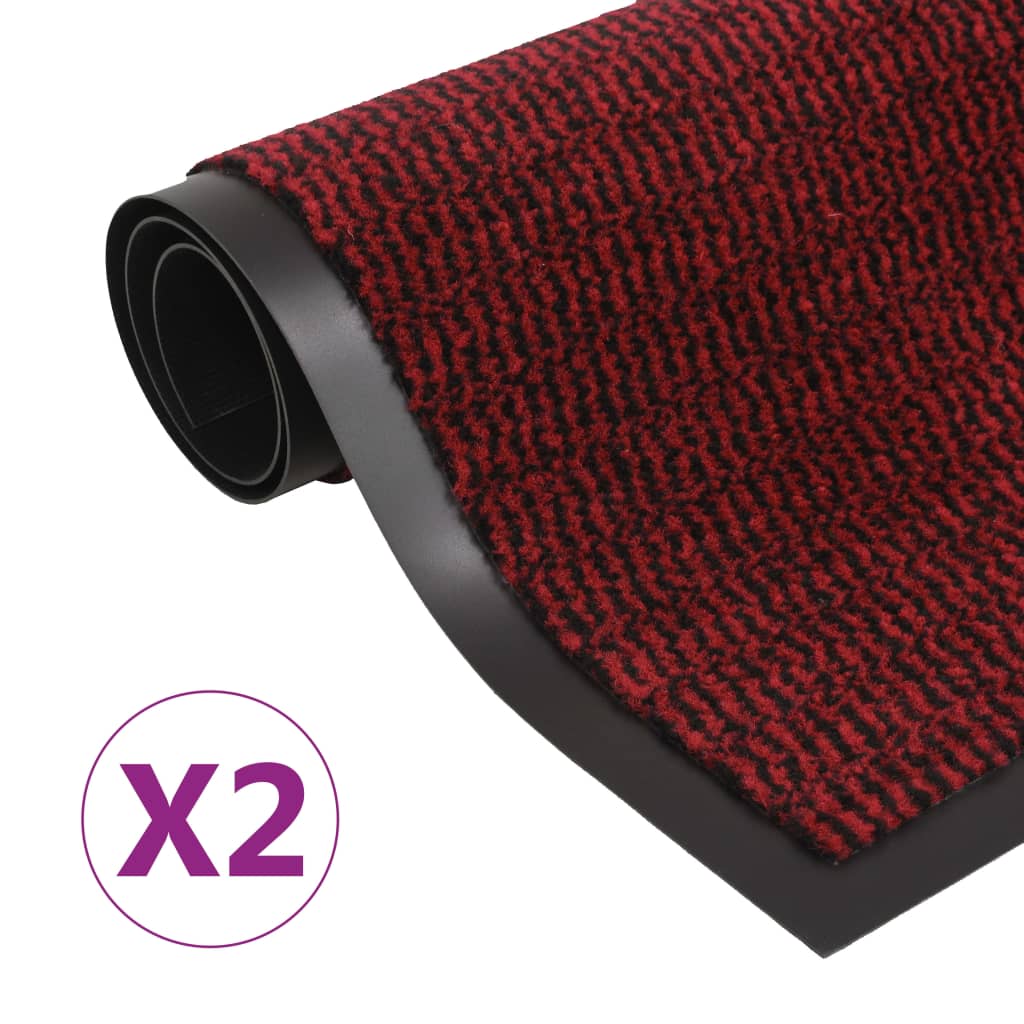 vidaXL Droogloopmatten 2 st rechthoekig getuft 90x150 cm rood
