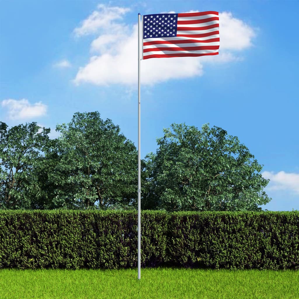 vidaXL Vlag met vlaggenmast Verenigde Staten 6 m aluminium