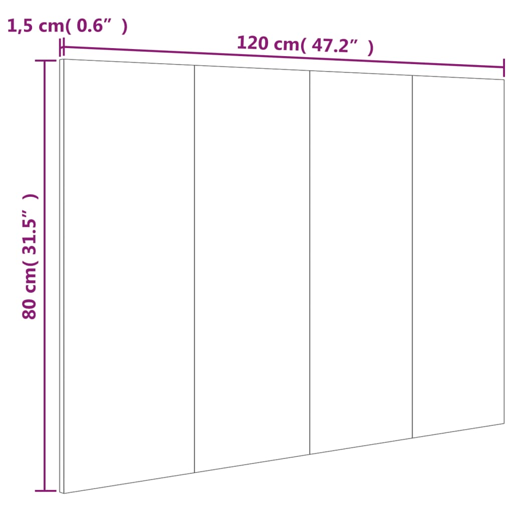 vidaXL Hoofdbord 120x1,5x80 cm bewerkt hout zwart