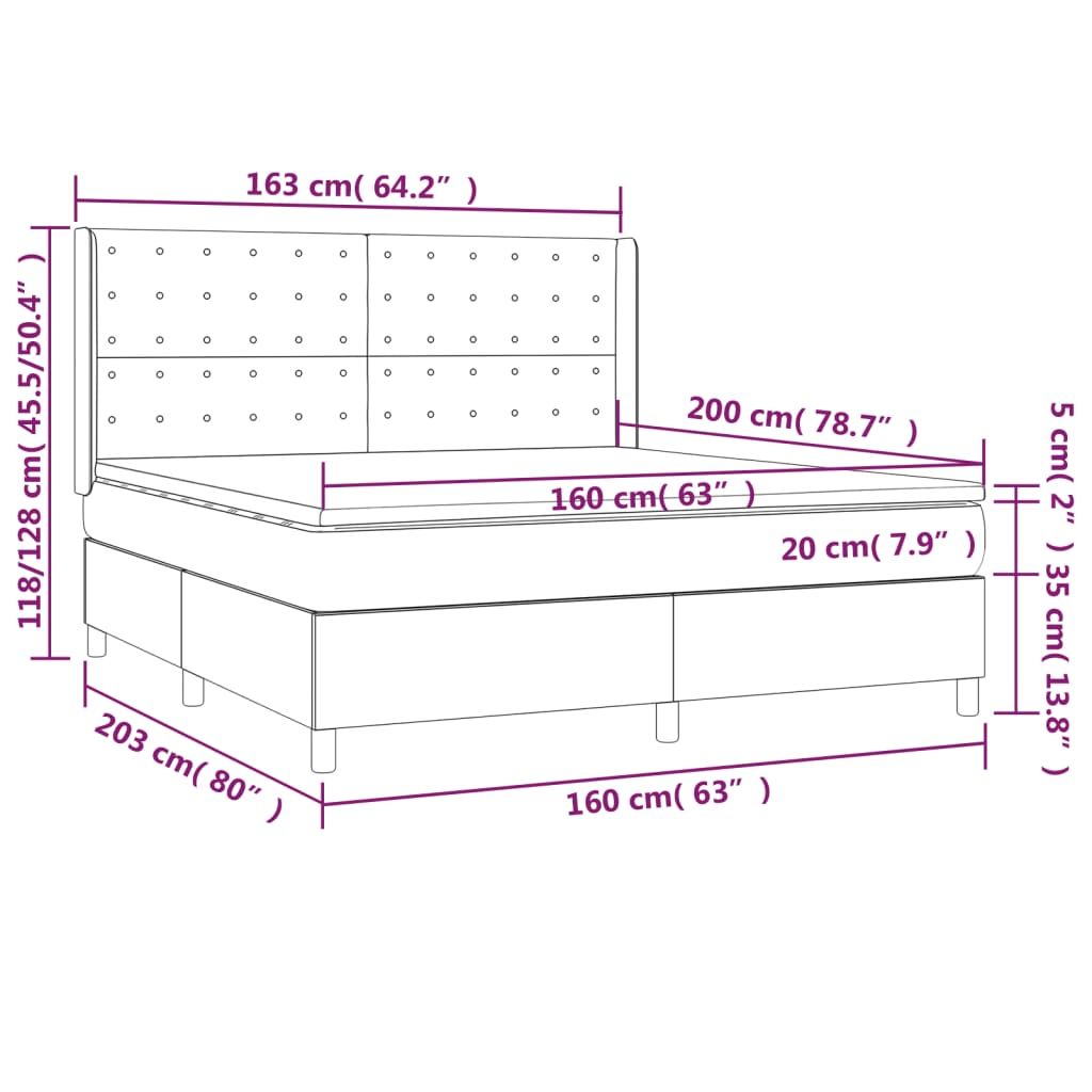 vidaXL Boxspring met matras en LED fluweel zwart 160x200 cm