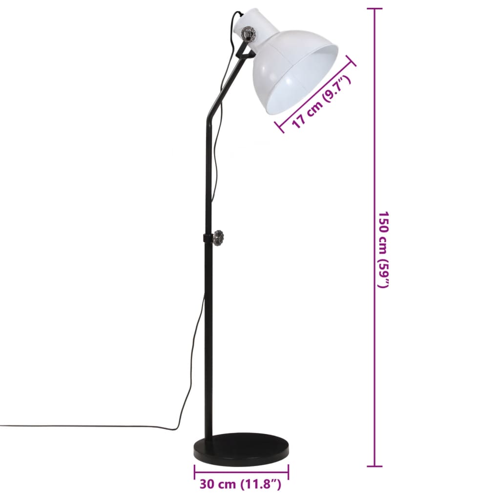 vidaXL Vloerlamp 25 W E27 30x30x90-150 cm wit