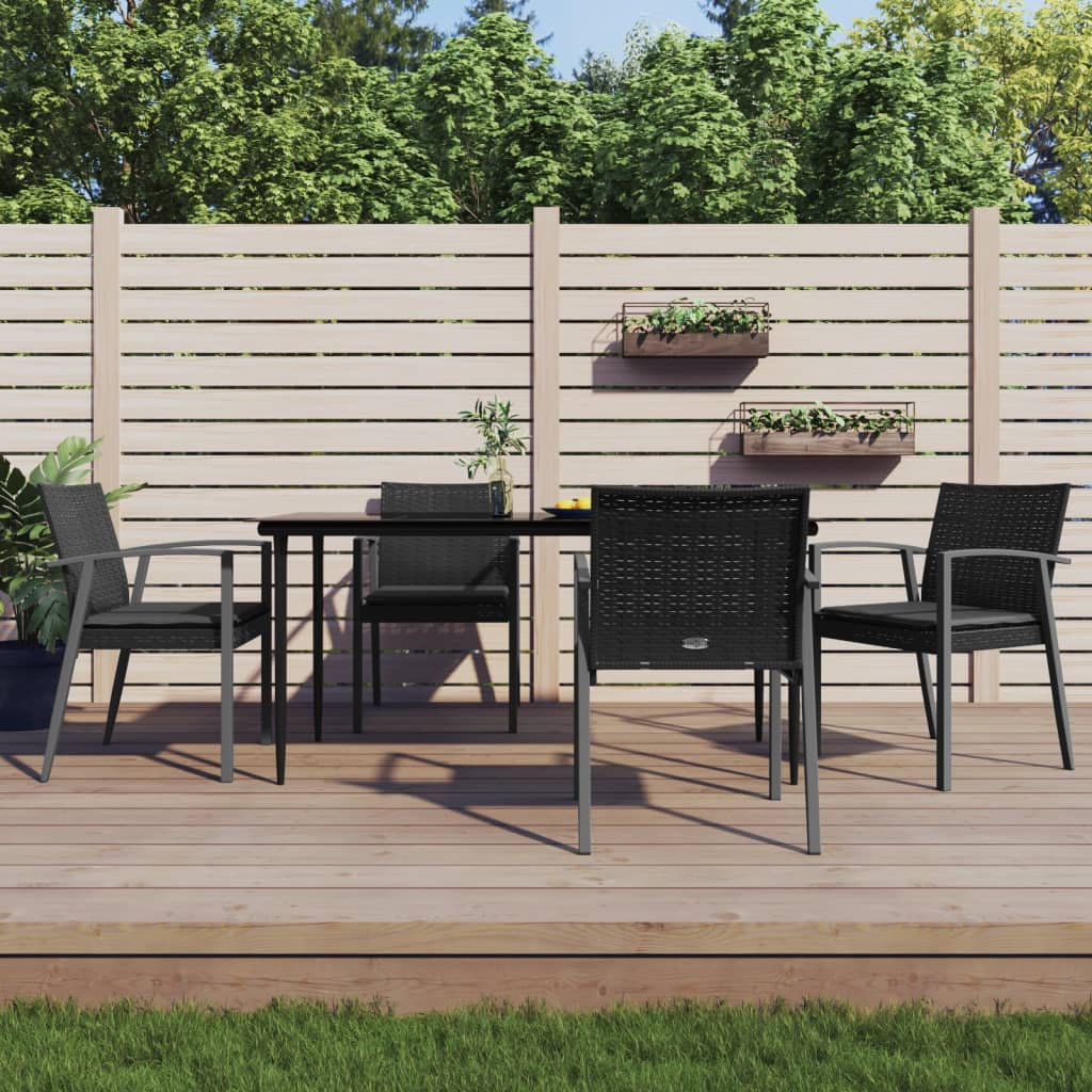 vidaXL 5-delige Tuinset met kussens poly rattan en staal