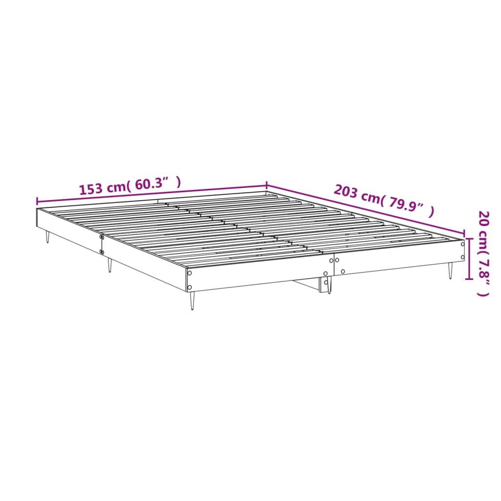 vidaXL Bedframe zonder matras hout gerookt eikenkleurig 150x200 cm