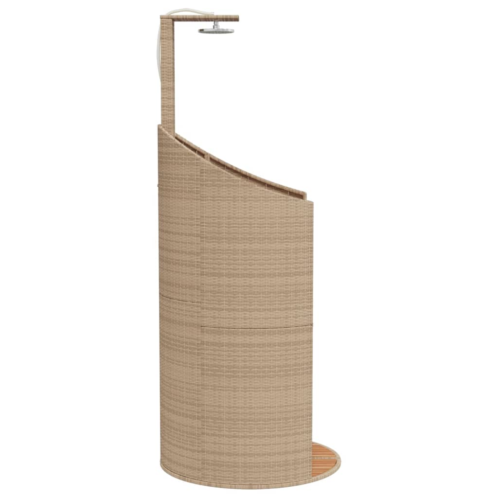 vidaXL Buitendouche 100x100x241,5 cm poly rattan en acaciahout beige