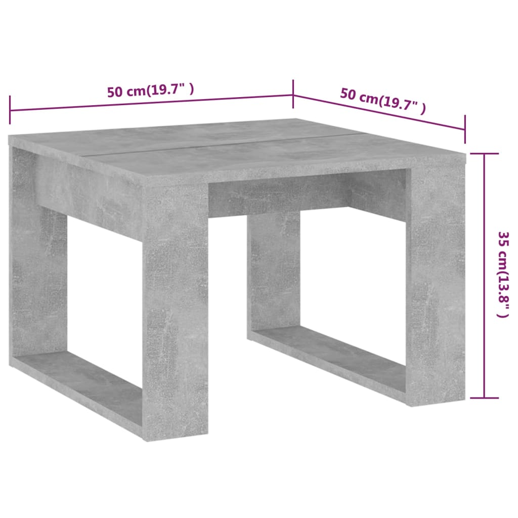vidaXL Bijzettafel 50x50x35 cm bewerkt hout betongrijs
