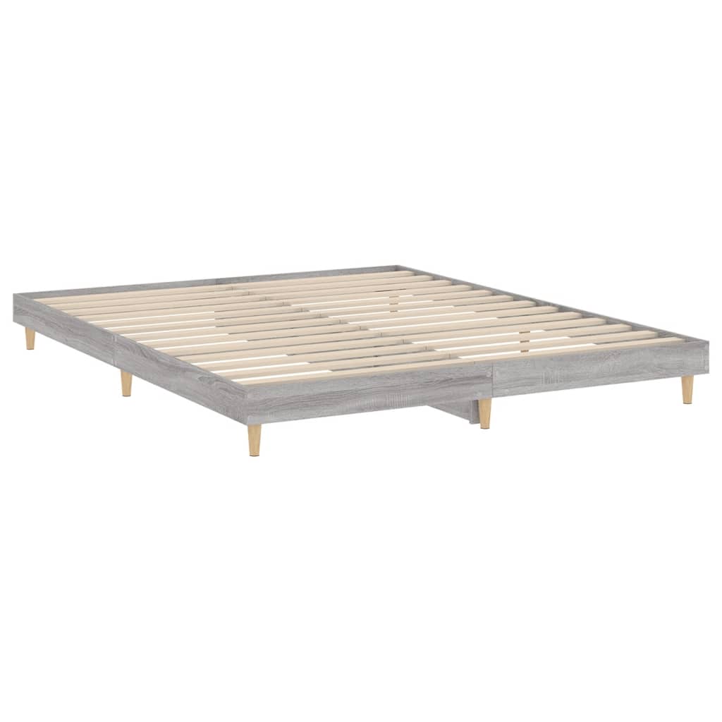 vidaXL Bedframe bewerkt hout grijs sonoma eikenkleurig 160x200 cm