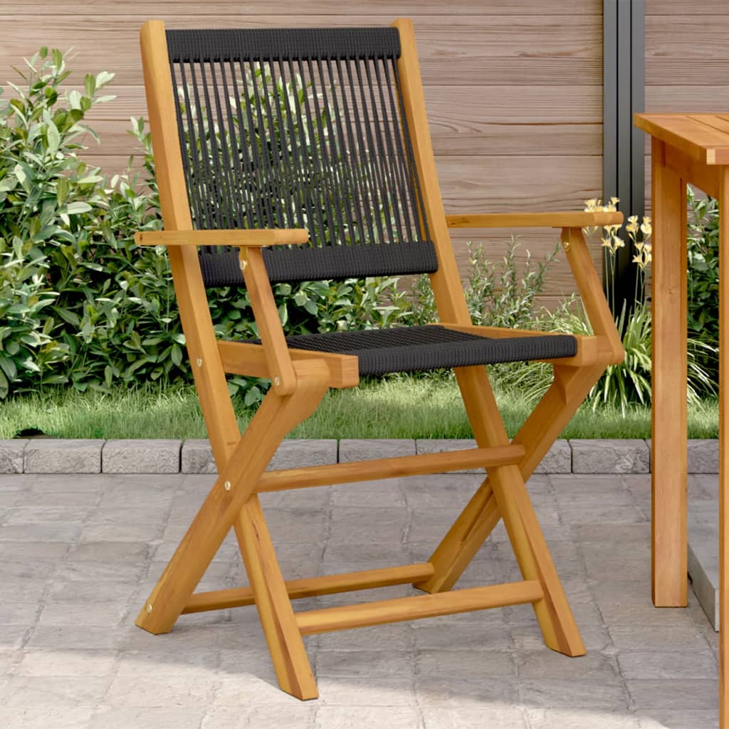 vidaXL Tuinstoelen 2 st massief acaciahout en polypropeen zwart