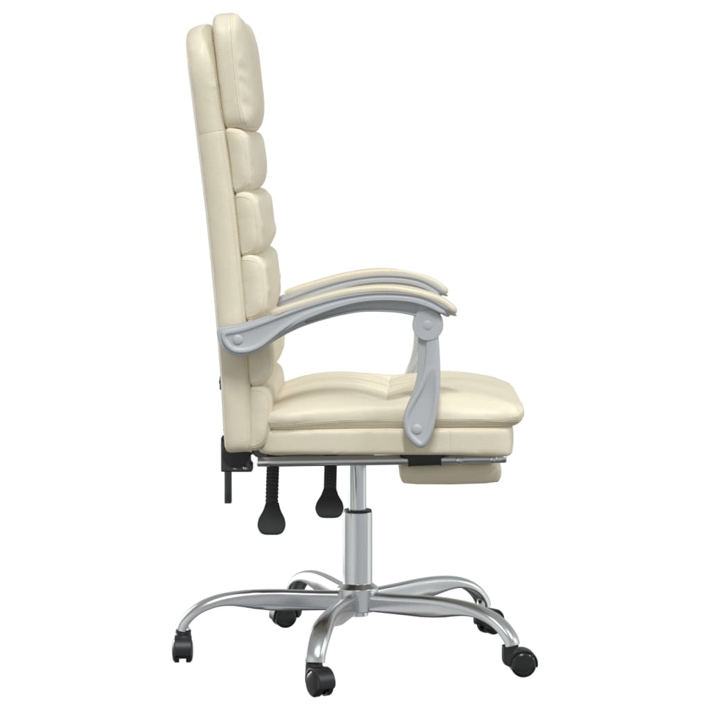 vidaXL Kantoorstoel massage verstelbaar kunstleer crèmekleurig