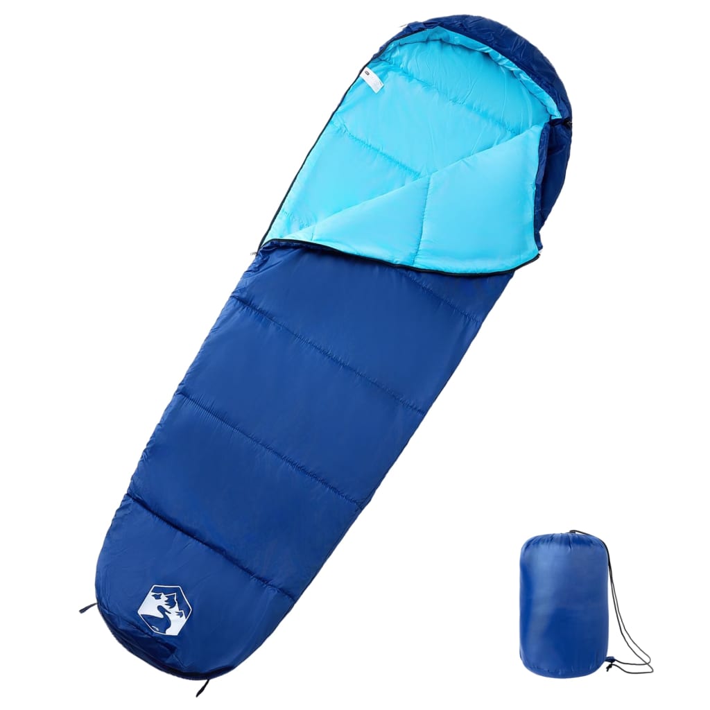 VidaXL slaapzak mummie polyester/katoen blauw 230x80cm VidaXL slaapzak mummie polyester/katoen blauw 230x80cm