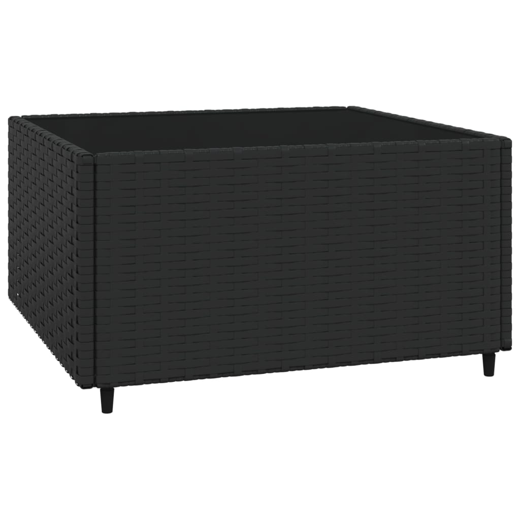 vidaXL 3-delige Loungeset met kussens poly rattan zwart