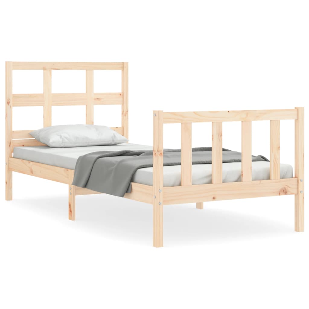 vidaXL Bedframe met hoofdbord massief hout 90x200 cm