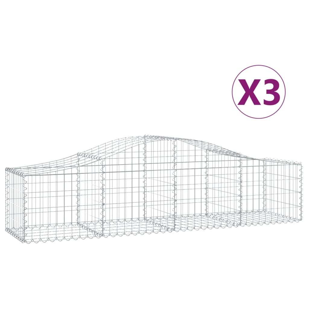 vidaXL Schanskorven 3 st gewelfd 200x50x40/60 cm gegalvaniseerd ijzer