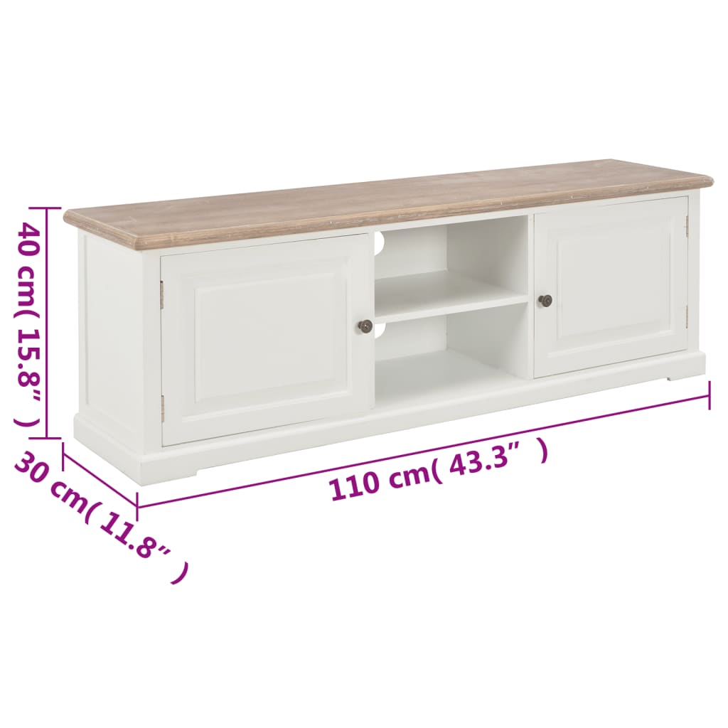 vidaXL Tv-meubel 110x30x40 cm bewerkt hout wit