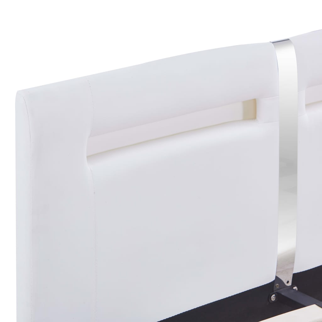 vidaXL Bedframe met LED kunstleer wit 120x200 cm