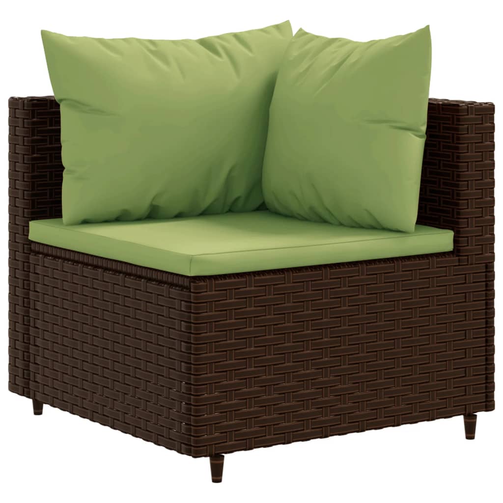 vidaXL 5-delige Loungeset met kussens poly rattan bruin