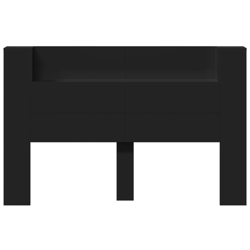 vidaXL Hoofdbordkast met LED-verlichting 160x16,5x103,5 cm zwart
