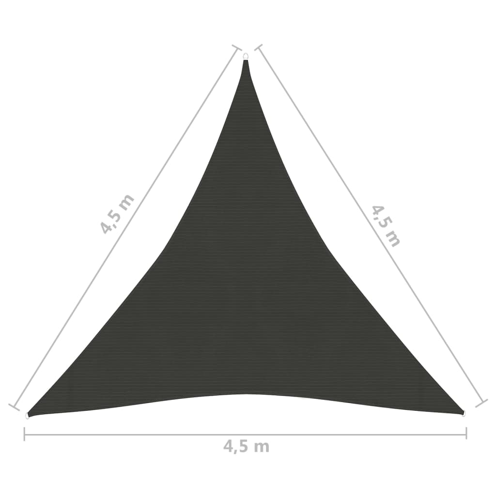 vidaXL Zonnezeil 160 g/m² 4,5x4,5x4,5 m HDPE antracietkleurig