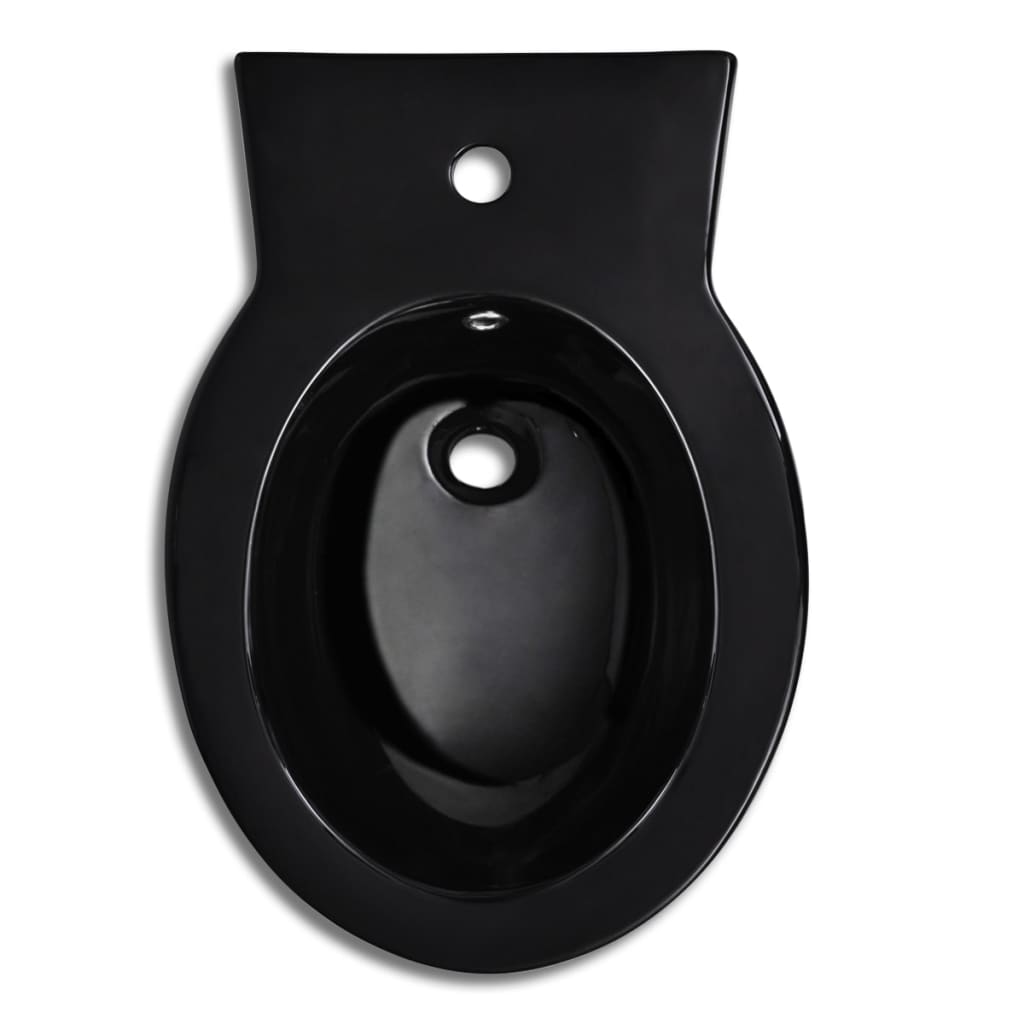 vidaXL Toilet- en bidetset keramiek zwart