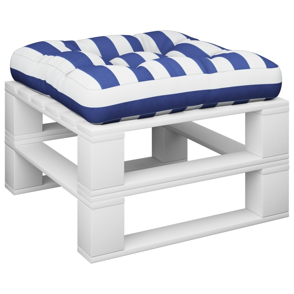 vidaXL Palletkussen gestreept 60x60x12 cm stof blauw en wit