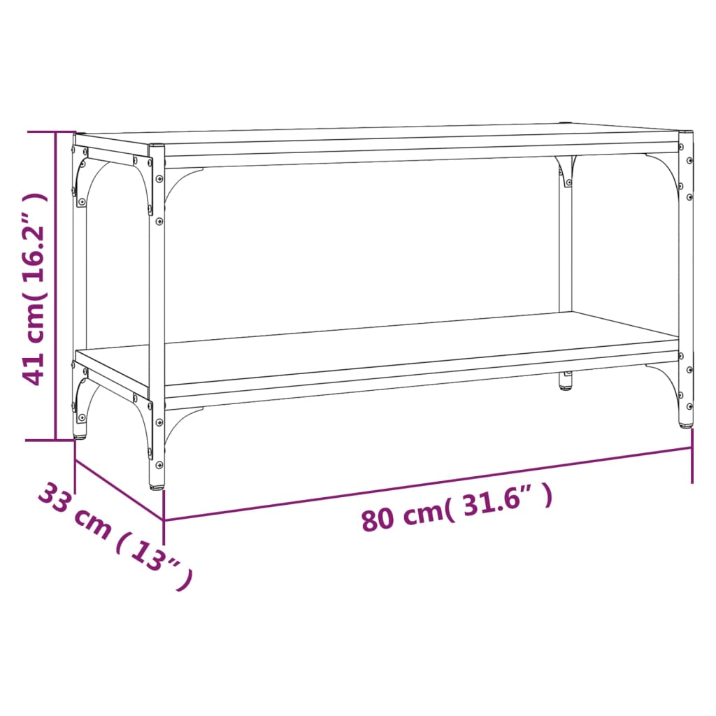 vidaXL Tv-meubel 80x33x41 cm bewerkt hout en staal sonoma eikenkleurig