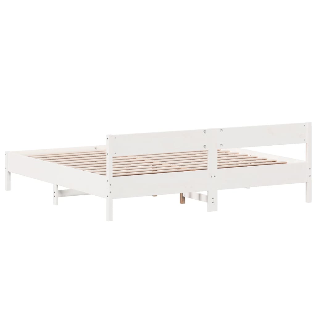 vidaXL Bedframe met hoofdbord massief grenenhout wit 180x200 cm