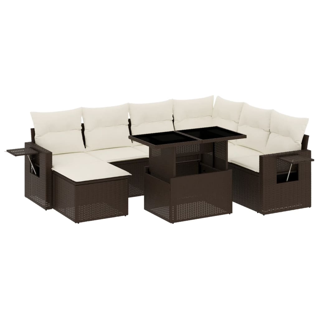 vidaXL 8-delige Loungeset met kussens poly rattan bruin