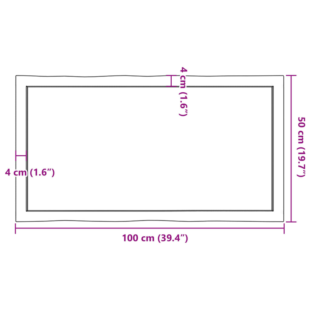 vidaXL Tafelblad natuurlijke rand 100x50x(2-4) cm massief eikenhout