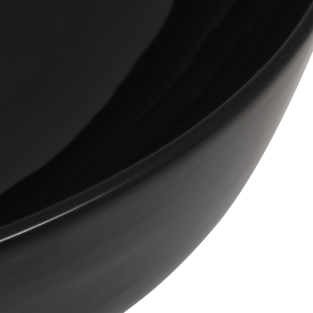 vidaXL Wastafel rond 41,5x13,5 cm keramiek zwart