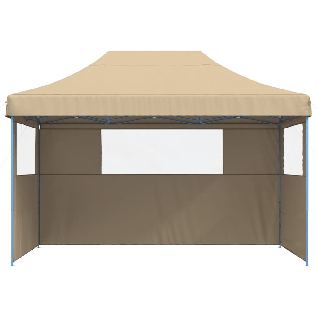 vidaXL Partytent inklapbaar pop-up met 3 zijwanden beige