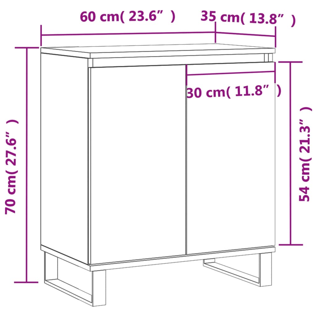 vidaXL Dressoir 60x35x70 cm bewerkt hout betongrijs