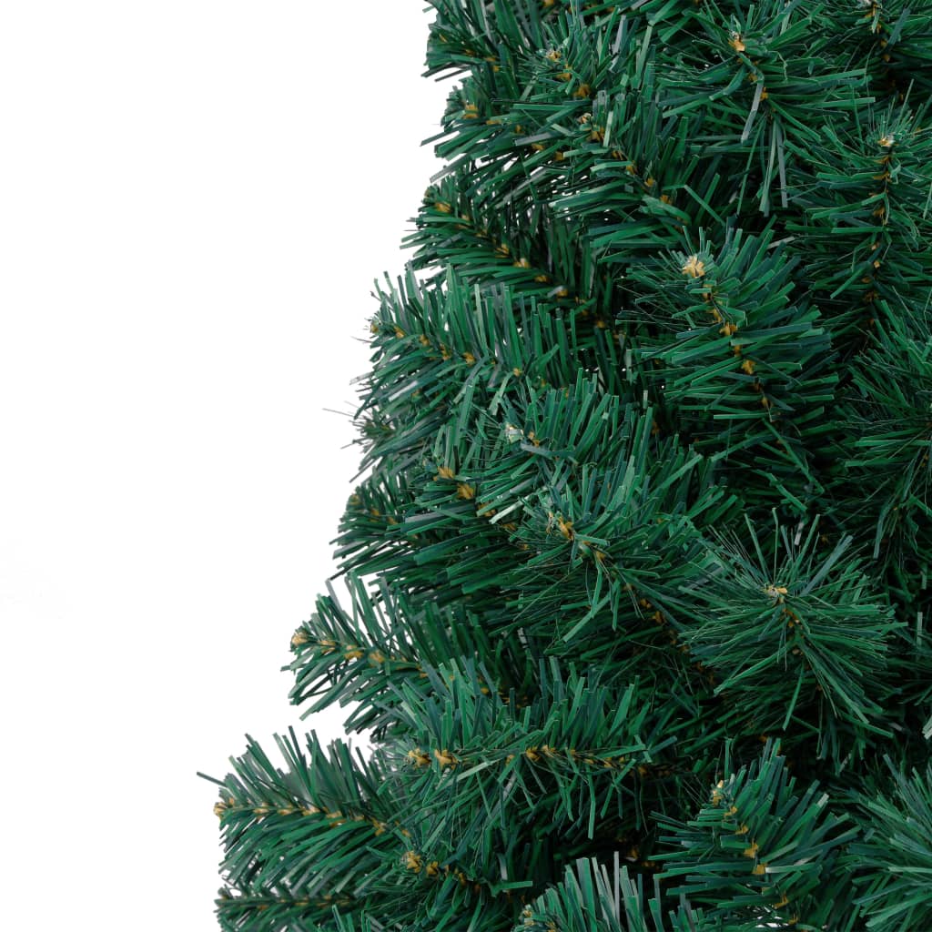 vidaXL Kunstkerstboom met verlichting en kerstballen half 120 cm groen