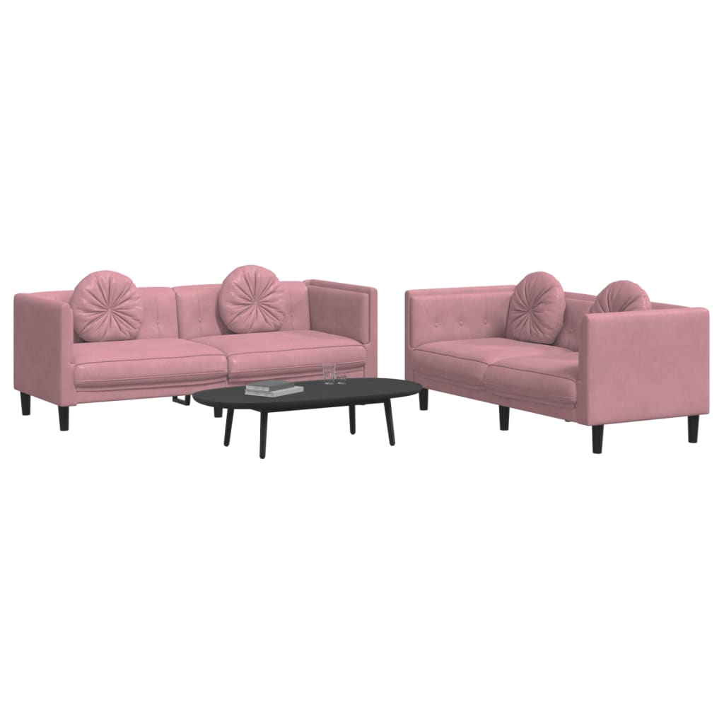 vidaXL 2-delige Loungeset met kussens fluweel roze