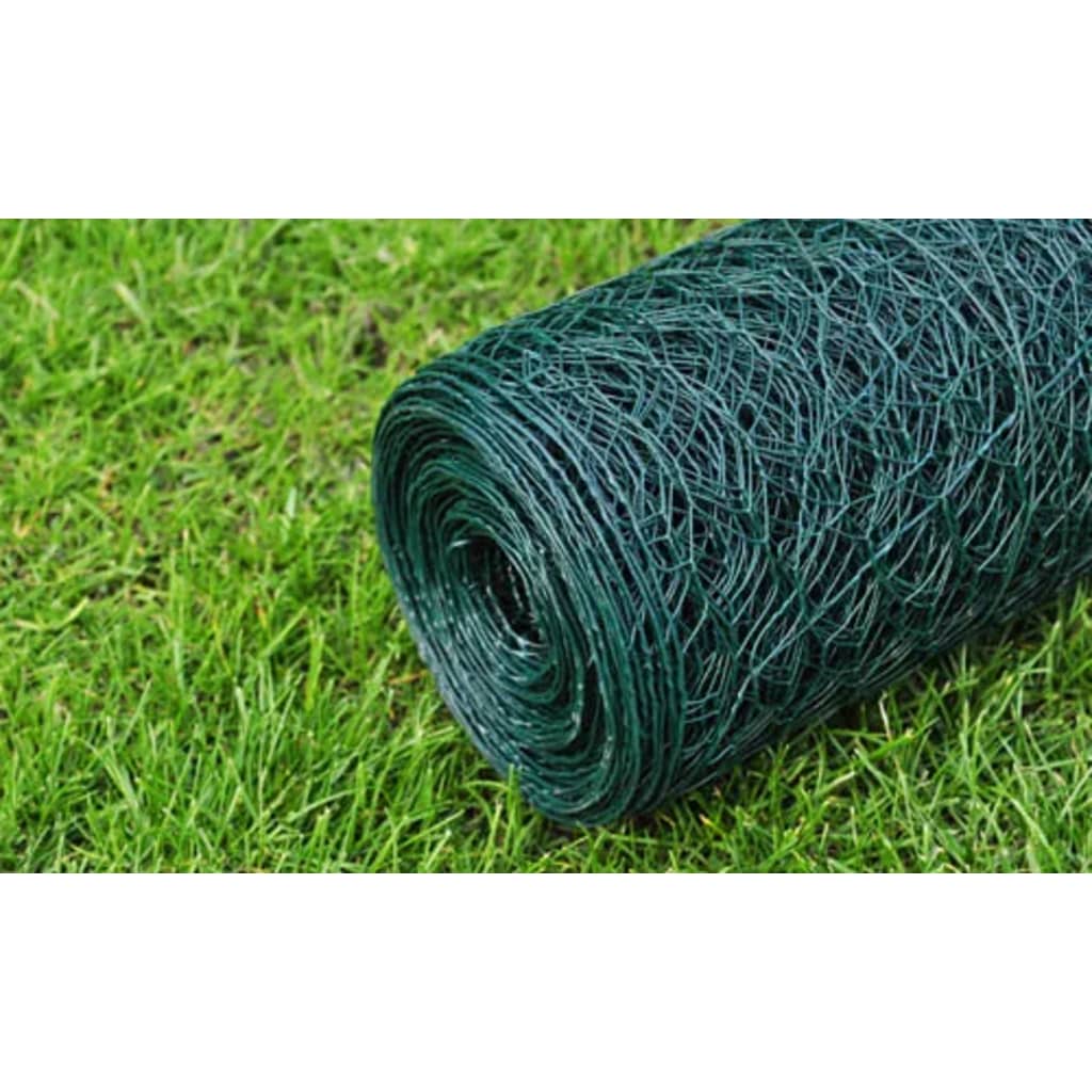 vidaXL Kippengaas 25x0,5 m met PVC coating groen