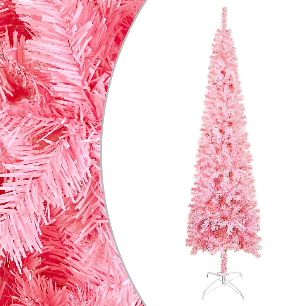 vidaXL Kerstboom met LED smal 120 cm roze