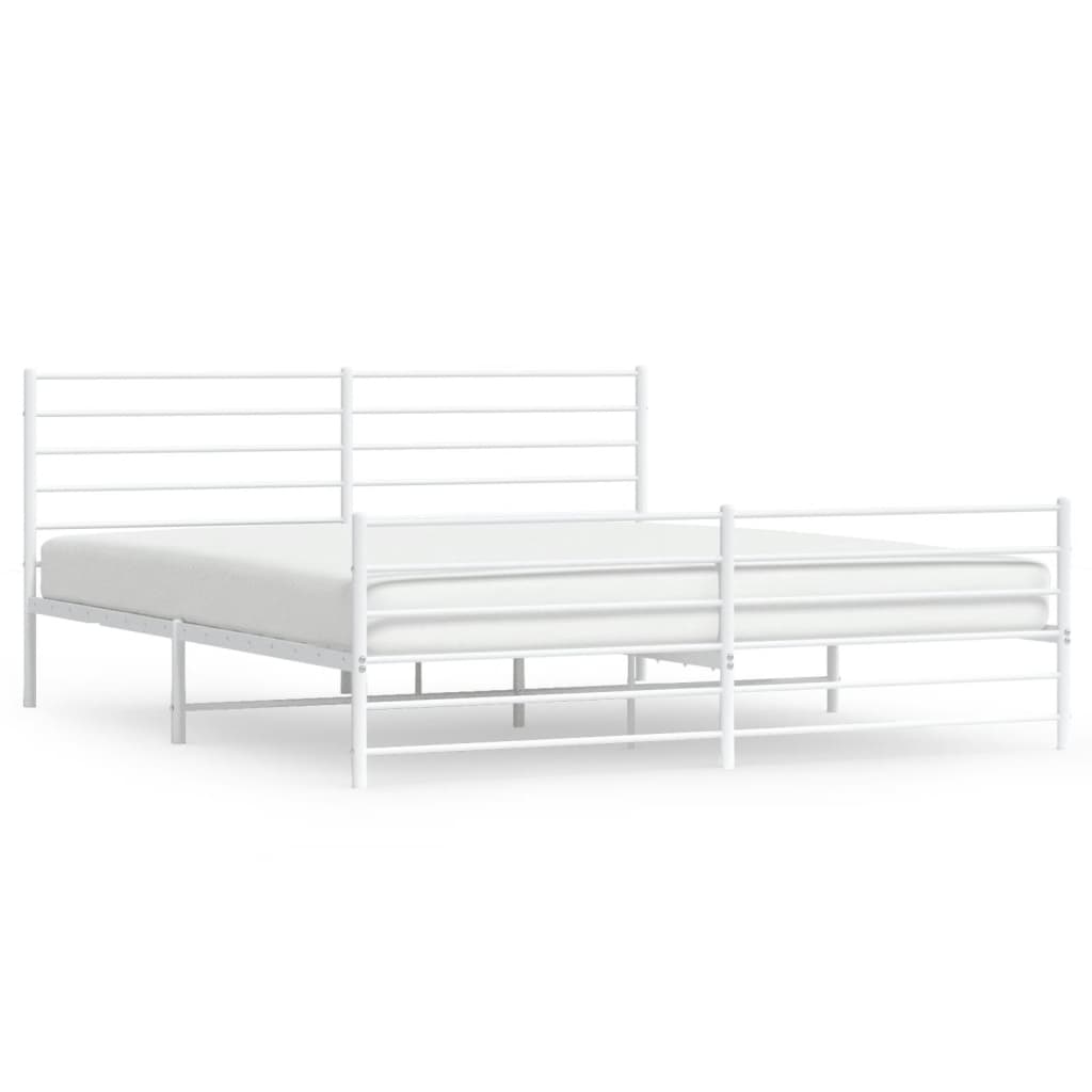 vidaXL Bedframe met hoofd- en voeteneinde metaal wit 180x200 cm