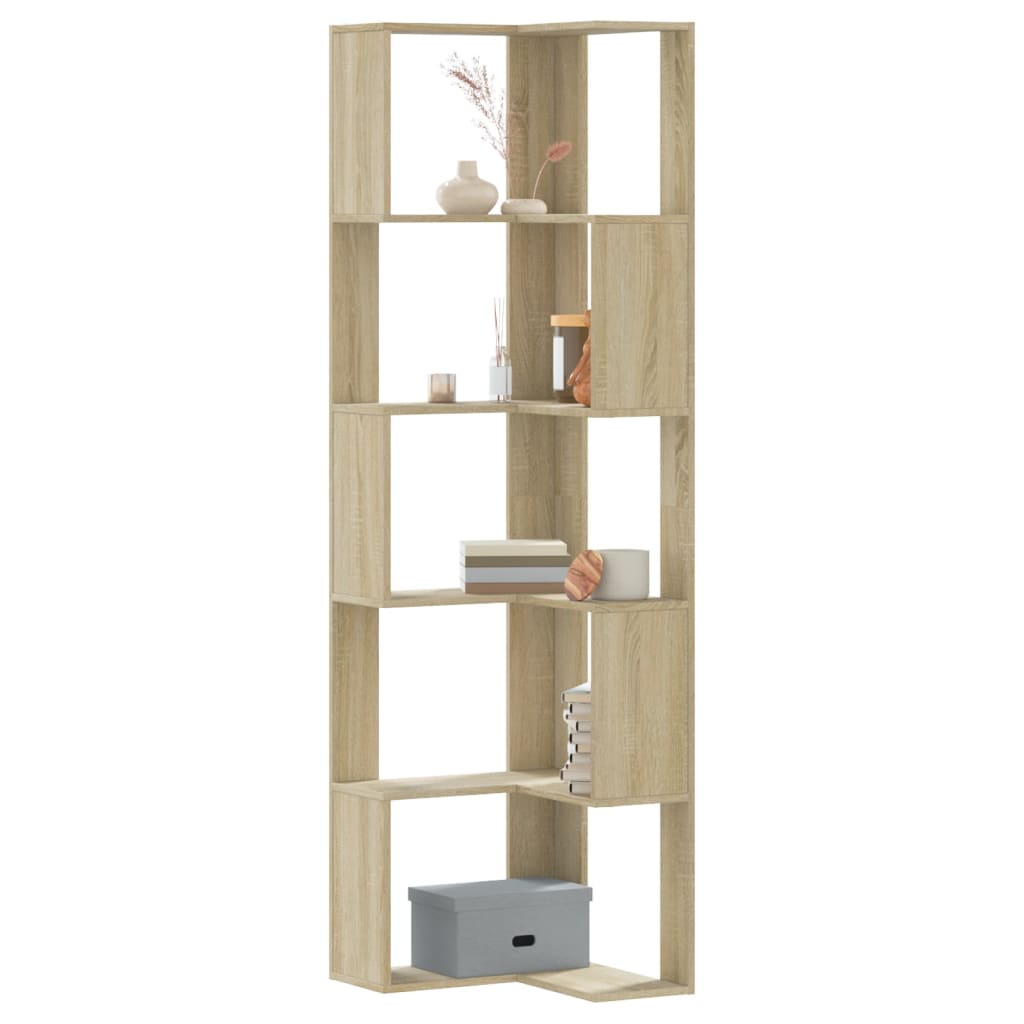 vidaXL Boekenkast 5-laags hoek 50x50x179 cm bewerkt hout sonoma eiken