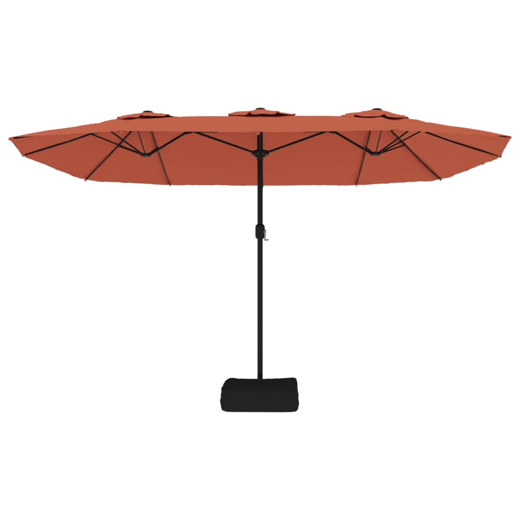 vidaXL Parasol dubbel dak met LED 449x245 cm terracottakleurig