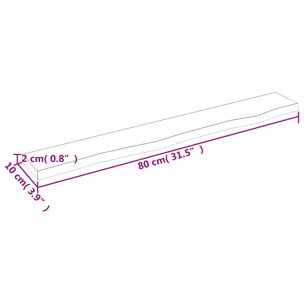 vidaXL Wandschap 80x10x2 cm onbehandeld massief eikenhout