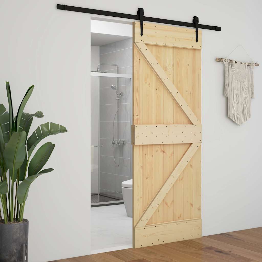 vidaXL Schuifdeur met beslag 80x210 cm massief grenenhout
