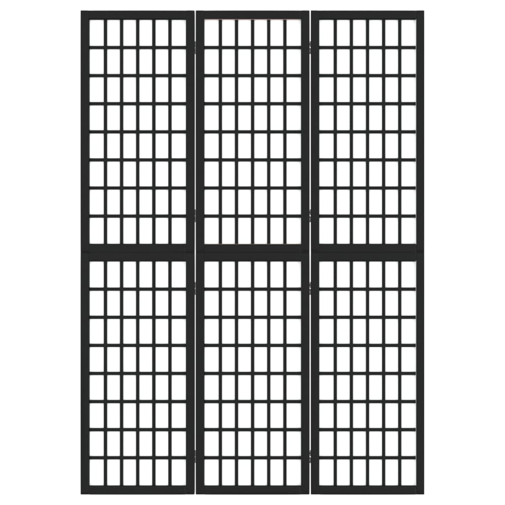 vidaXL Kamerscherm inklapbaar 3 panelen Japanse stijl 120x170 cm zwart