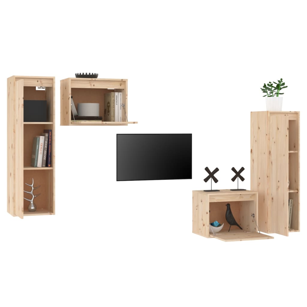 vidaXL Tv-meubelen 4 st massief grenenhout